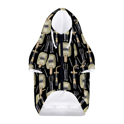 Welding Mask Pattern Print Dog Zip Up Hoodie