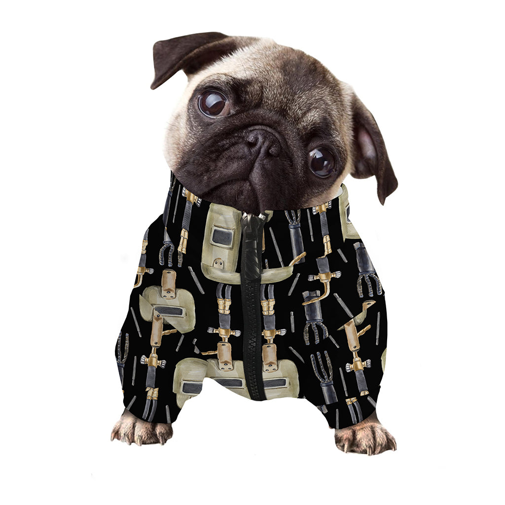 Welding Mask Pattern Print Dog Zip Up Jacket