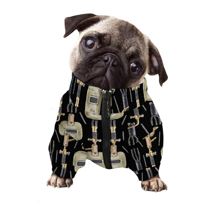 Welding Mask Pattern Print Dog Zip Up Jacket