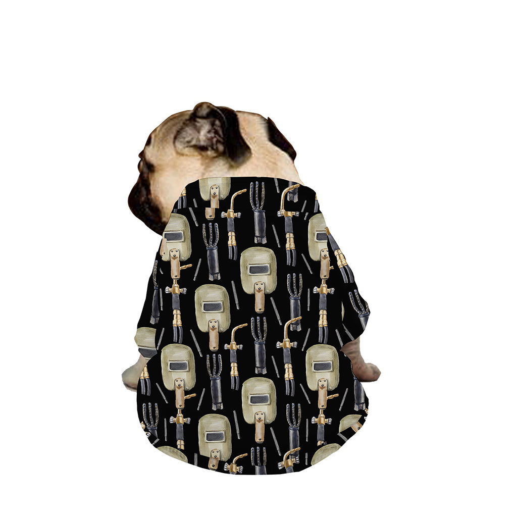 Welding Mask Pattern Print Dog Zip Up Jacket