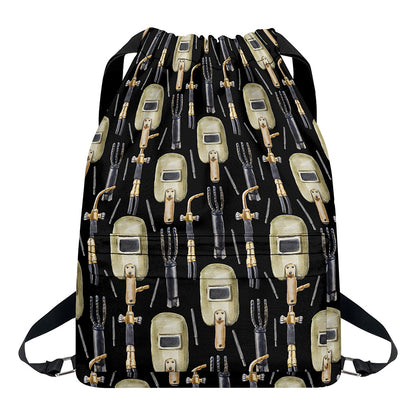 Welding Mask Pattern Print Drawstring Backpack