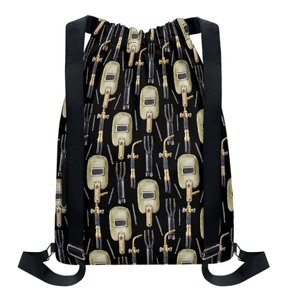 Welding Mask Pattern Print Drawstring Backpack