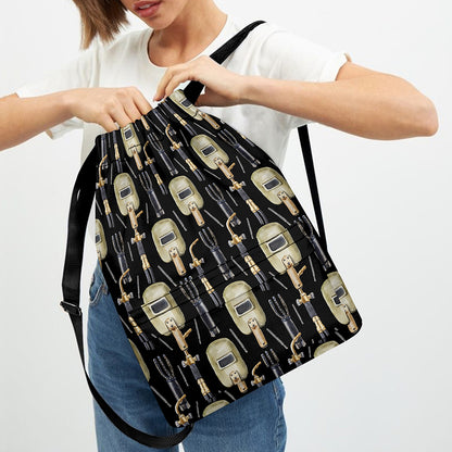 Welding Mask Pattern Print Drawstring Backpack