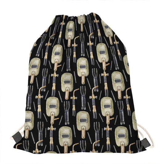 Welding Mask Pattern Print Drawstring Bag