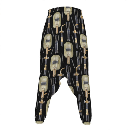 Welding Mask Pattern Print Hammer Pants