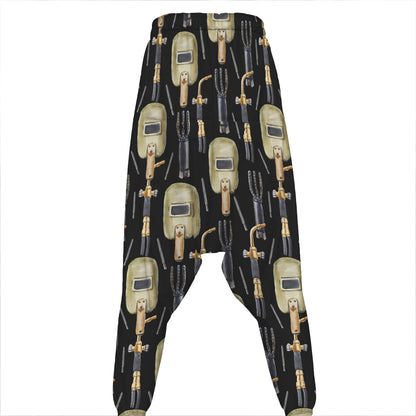 Welding Mask Pattern Print Hammer Pants