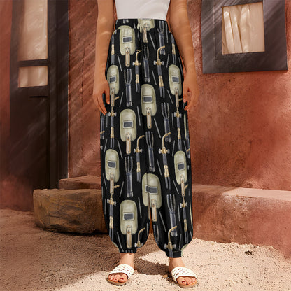 Welding Mask Pattern Print Harem Pants