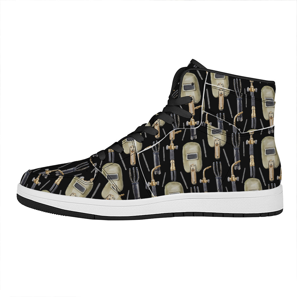 Welding Mask Pattern Print High Top Leather Sneakers