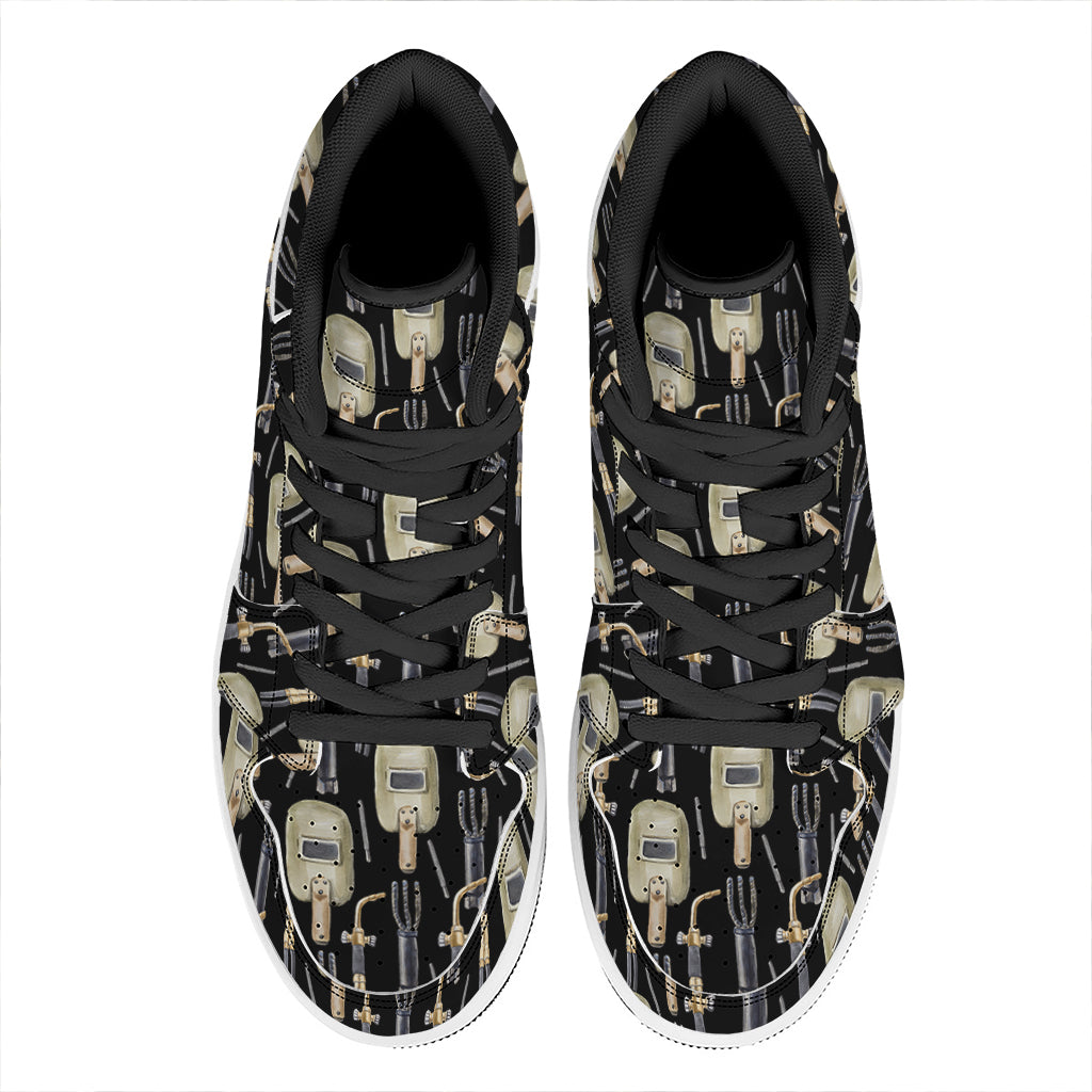 Welding Mask Pattern Print High Top Leather Sneakers