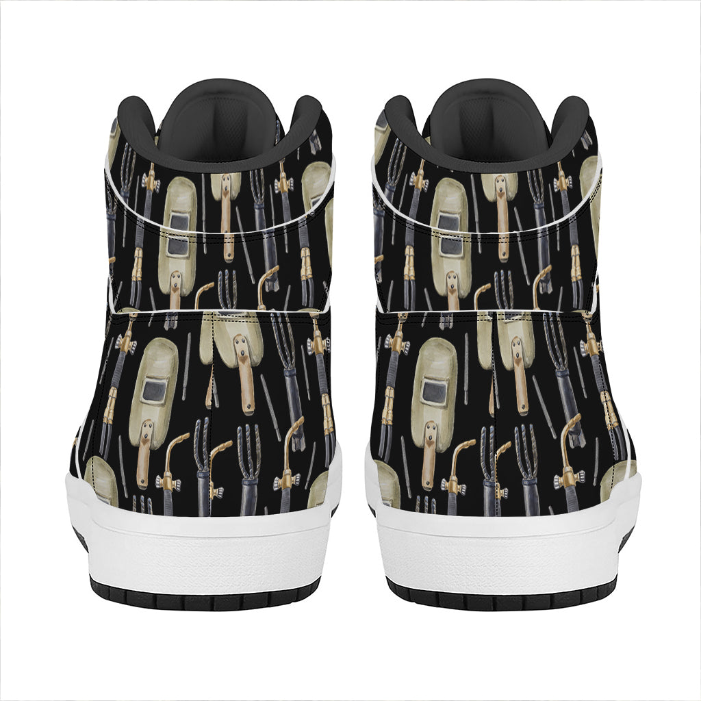 Welding Mask Pattern Print High Top Leather Sneakers