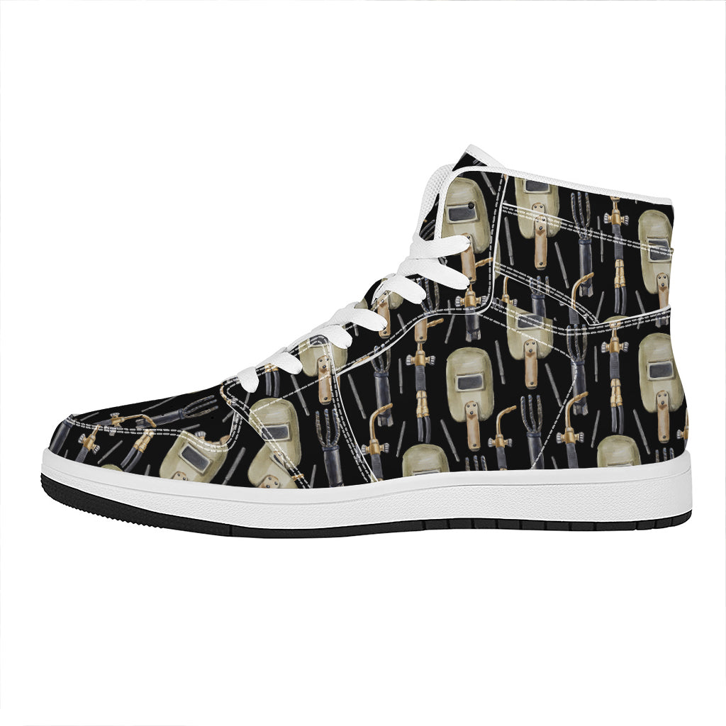 Welding Mask Pattern Print High Top Leather Sneakers