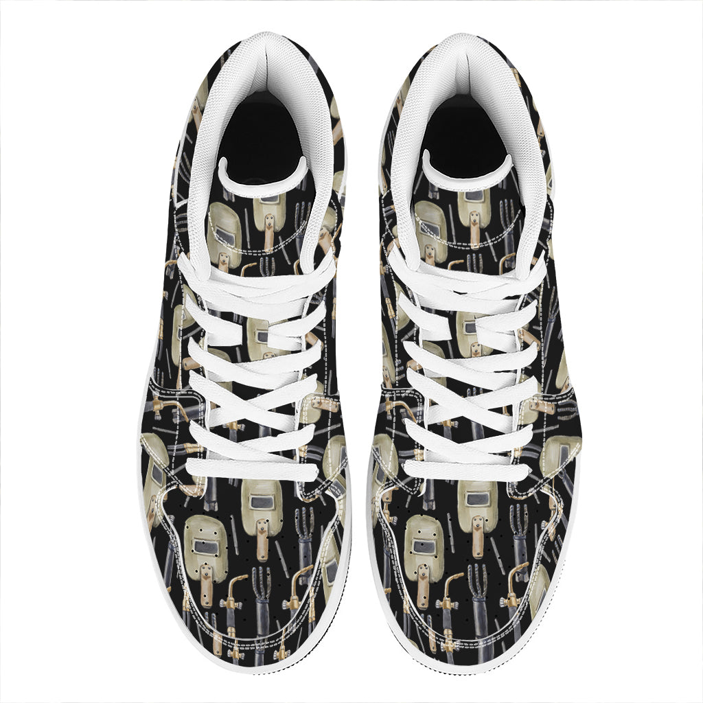 Welding Mask Pattern Print High Top Leather Sneakers