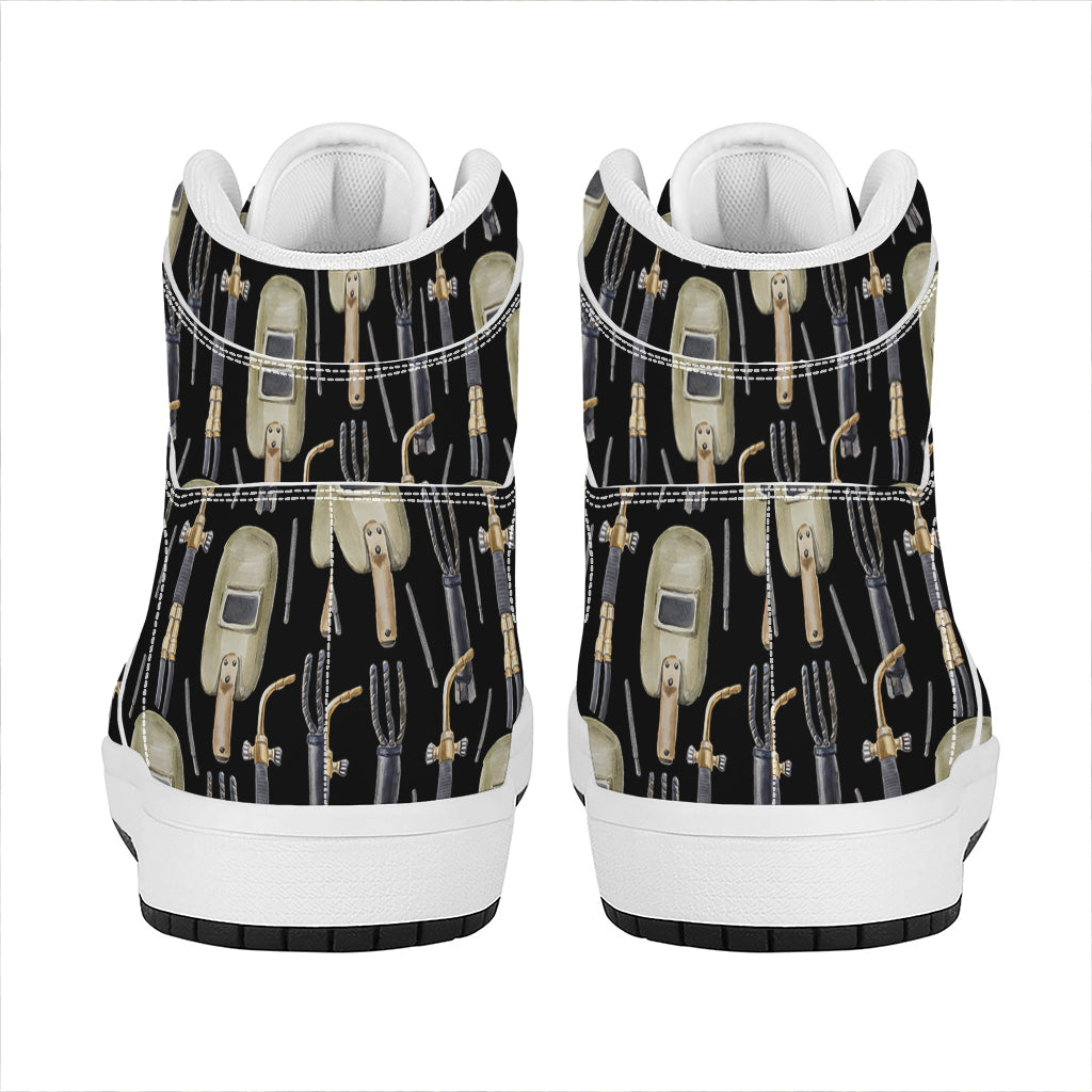 Welding Mask Pattern Print High Top Leather Sneakers