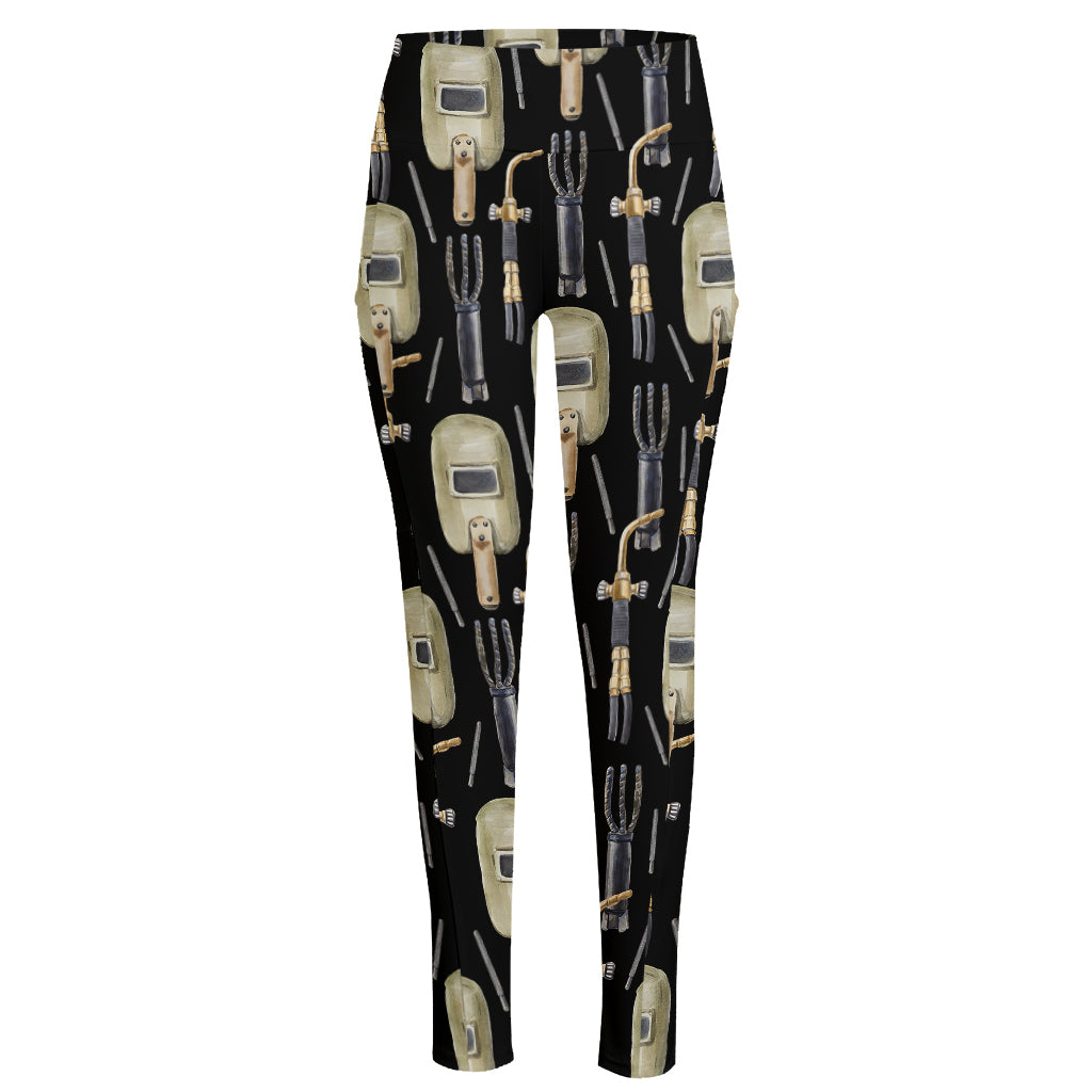 Welding Mask Pattern Print High-Waisted Pocket Leggings