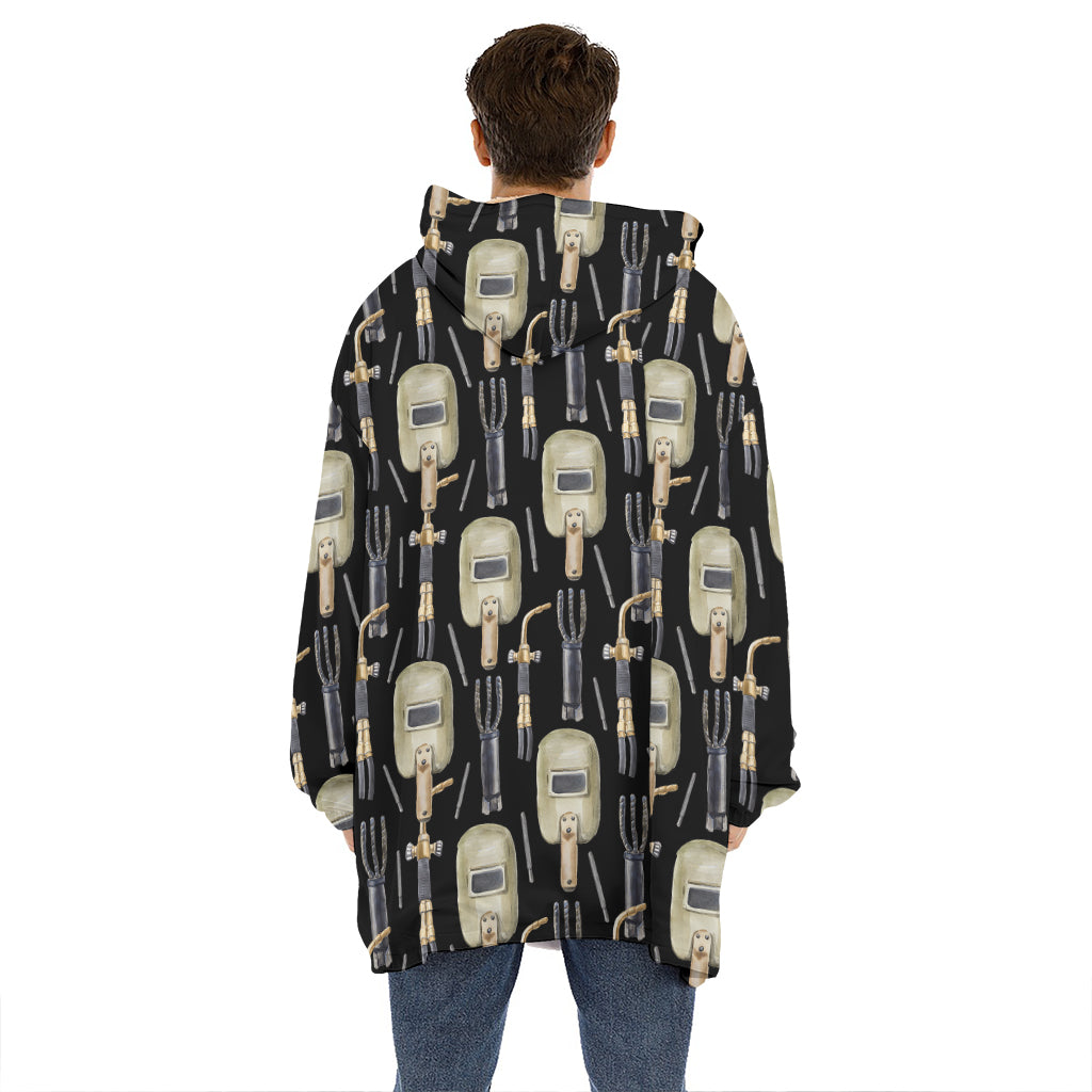 Welding Mask Pattern Print Hoodie Blanket