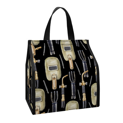 Welding Mask Pattern Print Insulated Lunch Tote
