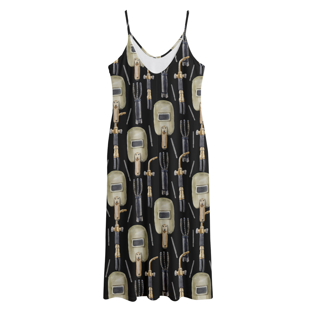 Welding Mask Pattern Print Jersey Midi Cami Dress