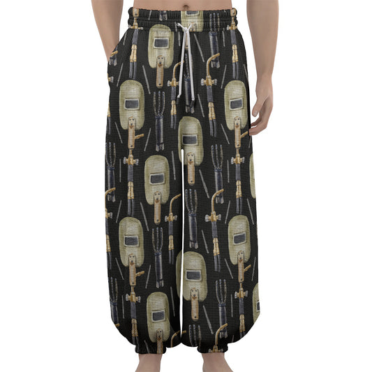 Welding Mask Pattern Print Lantern Pants