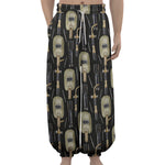 Welding Mask Pattern Print Lantern Pants