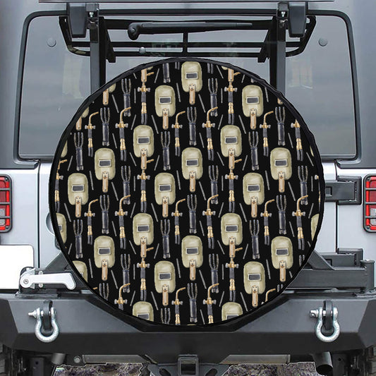 Welding Mask Pattern Print Leather Spare Tire Cover