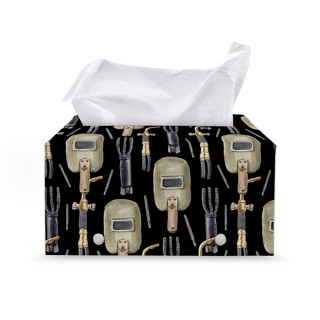Welding Mask Pattern Print Leather Tissue Box Cover