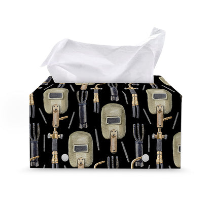 Welding Mask Pattern Print Leather Tissue Box Cover