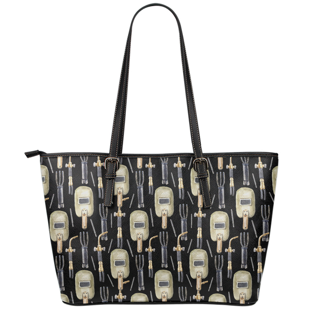 Welding Mask Pattern Print Leather Tote Bag