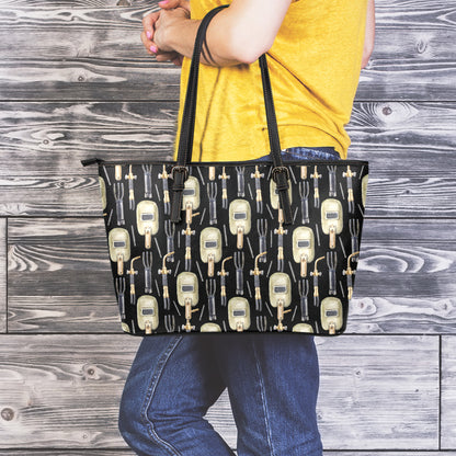 Welding Mask Pattern Print Leather Tote Bag