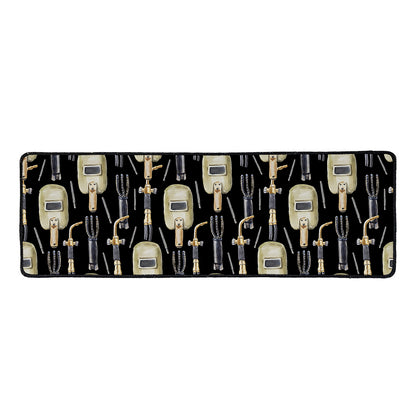 Welding Mask Pattern Print Long Kitchen Mat