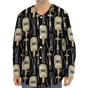 Welding Mask Pattern Print Long Sleeve Baseball Jersey