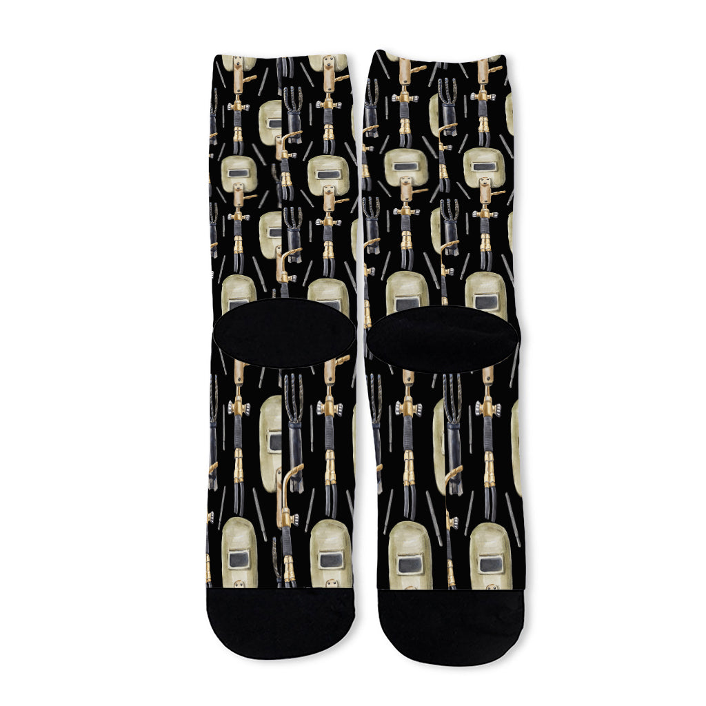 Welding Mask Pattern Print Long Socks