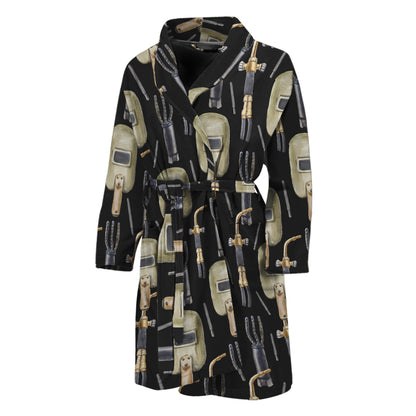 Welding Mask Pattern Print Men's Bathrobe