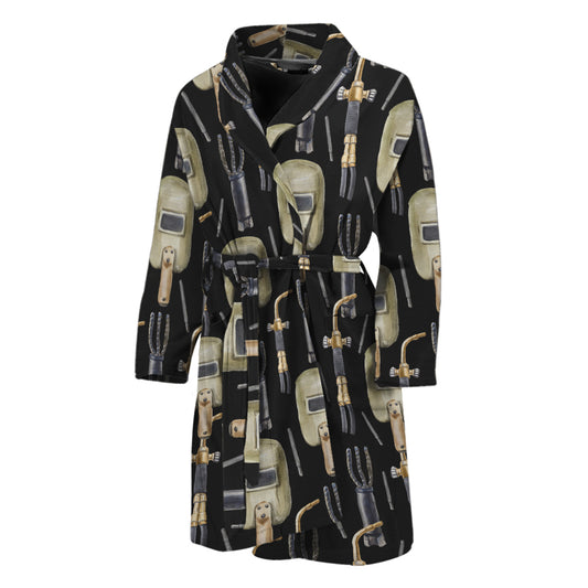 Welding Mask Pattern Print Men's Bathrobe