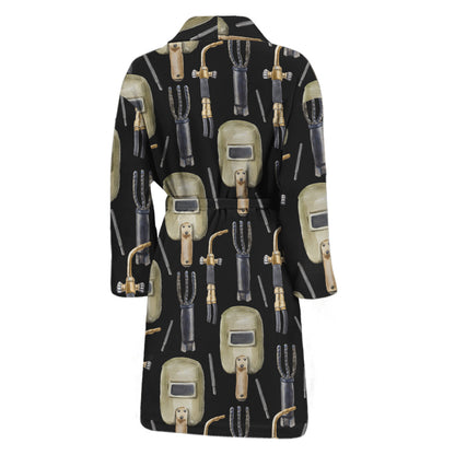 Welding Mask Pattern Print Men's Bathrobe