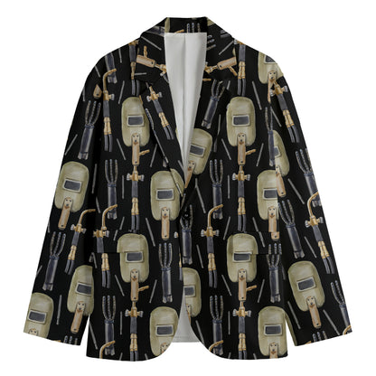 Welding Mask Pattern Print Men's Blazer