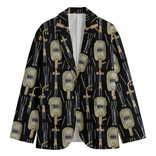 Welding Mask Pattern Print Men's Blazer