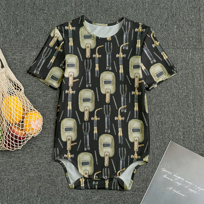 Welding Mask Pattern Print Men's Bodysuit