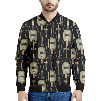 Welding Mask Pattern Print Men's Bomber Jacket