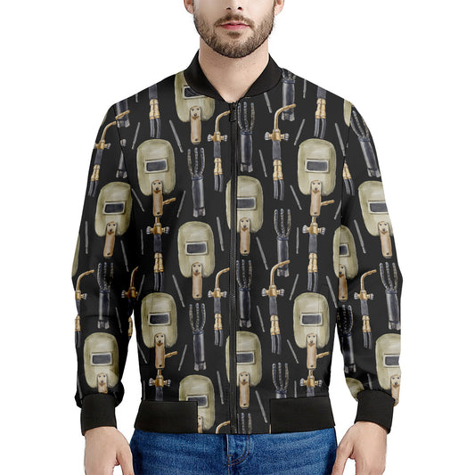 Welding Mask Pattern Print Men's Bomber Jacket