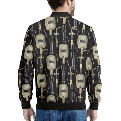 Welding Mask Pattern Print Men's Bomber Jacket