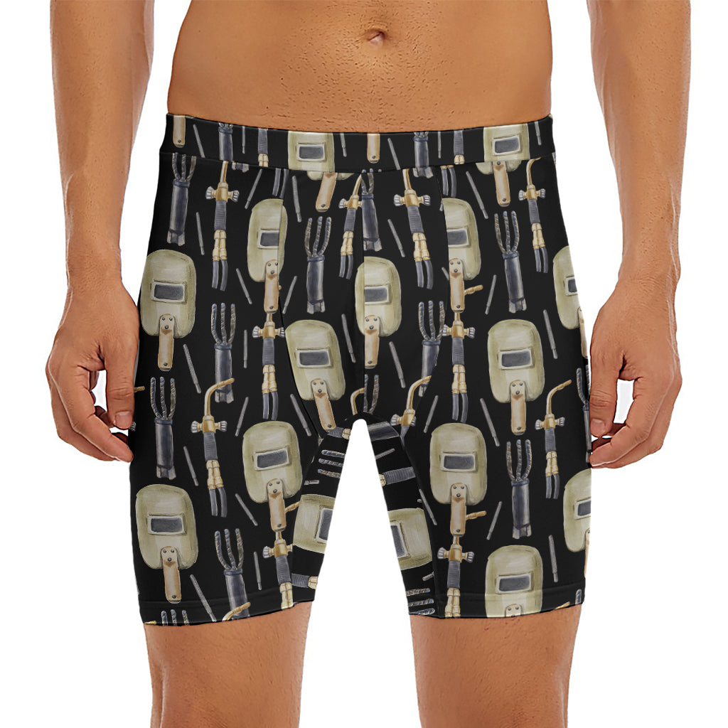 Welding Mask Pattern Print Men's Long Boxer Briefs