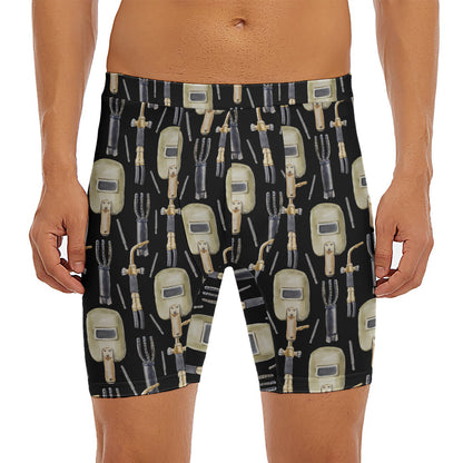 Welding Mask Pattern Print Men's Long Boxer Briefs