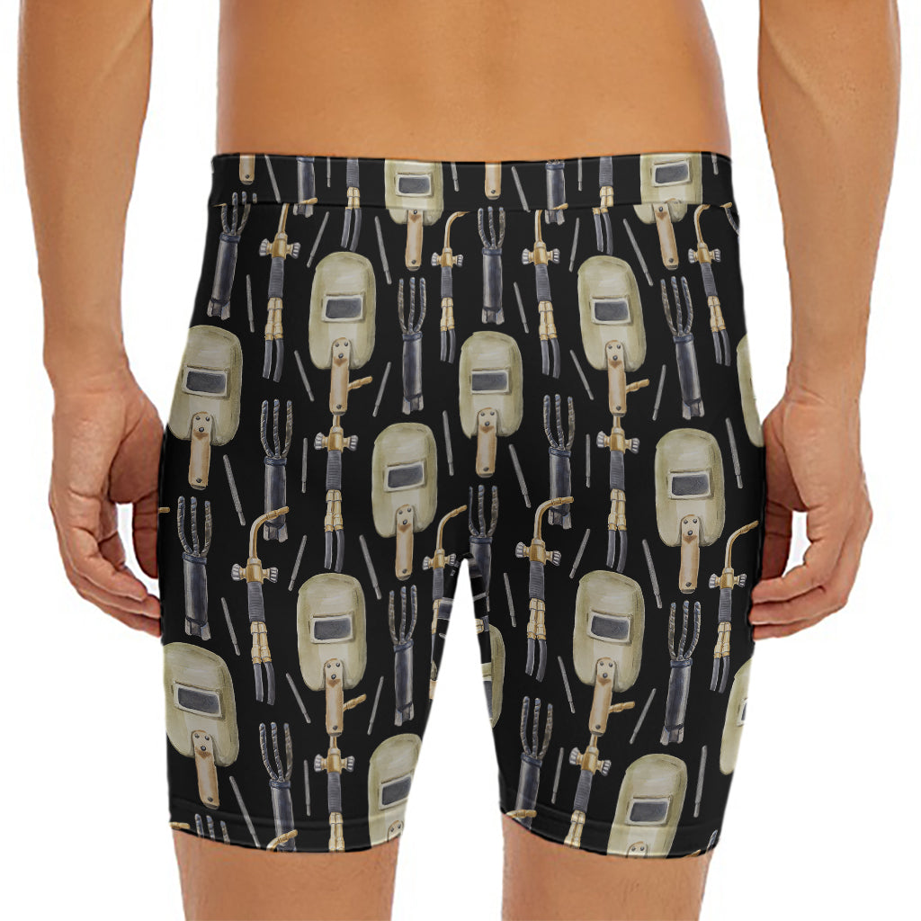 Welding Mask Pattern Print Men's Long Boxer Briefs