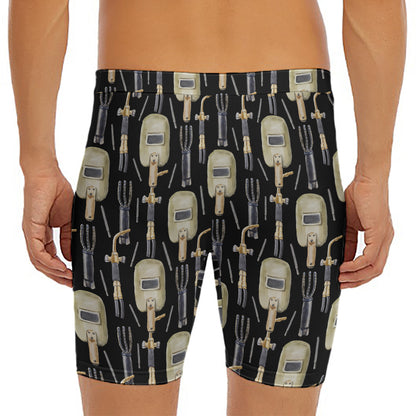 Welding Mask Pattern Print Men's Long Boxer Briefs