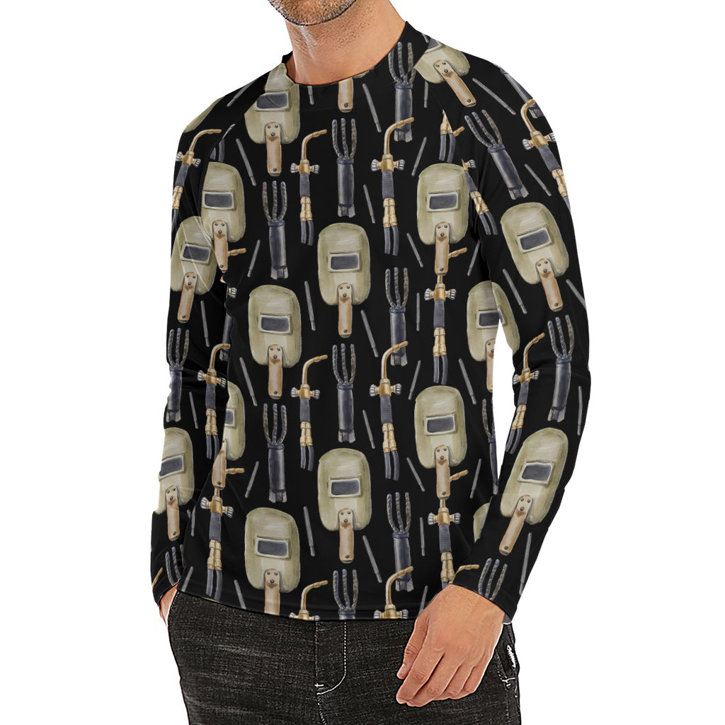 Welding Mask Pattern Print Men's Long Sleeve Rash Guard
