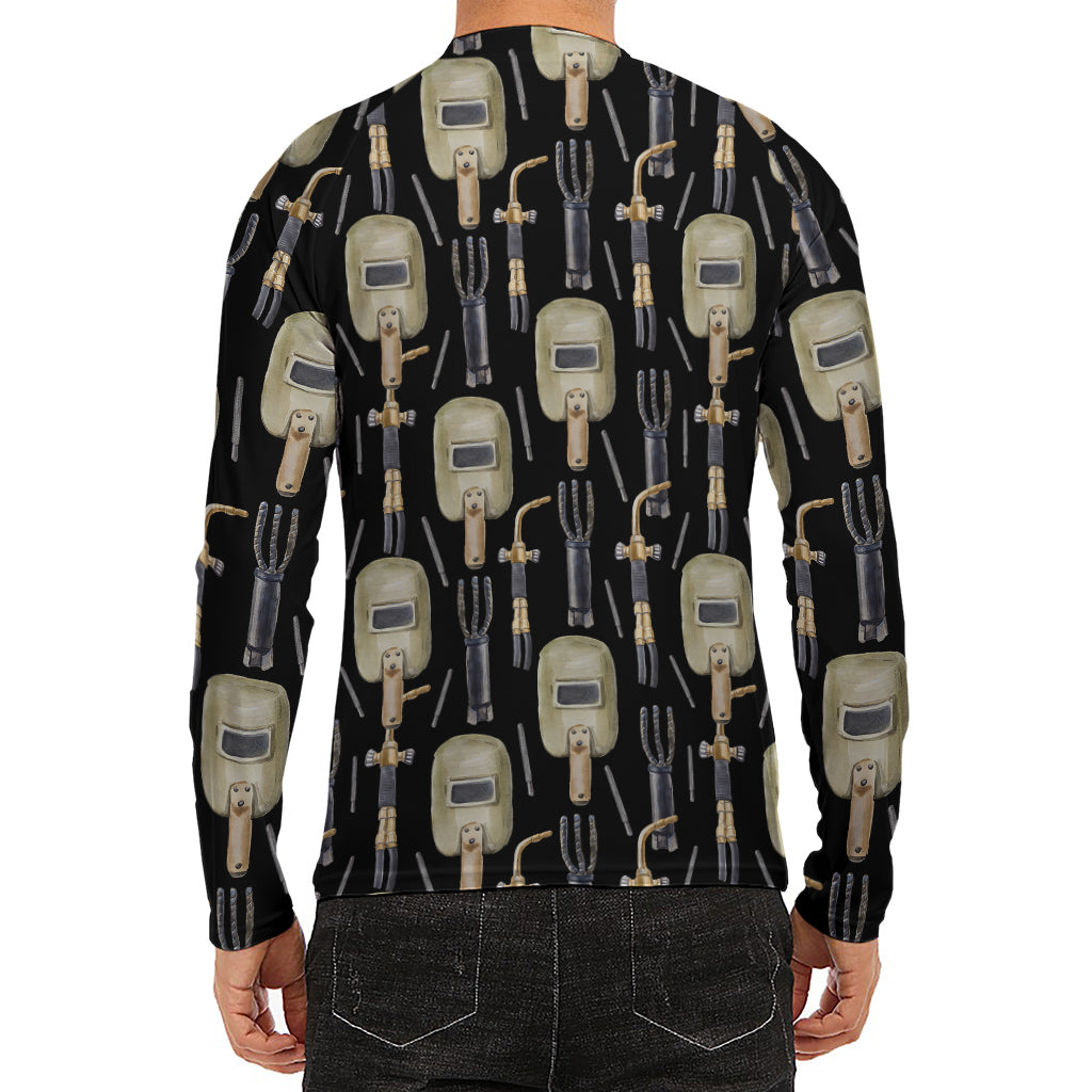 Welding Mask Pattern Print Men's Long Sleeve Rash Guard