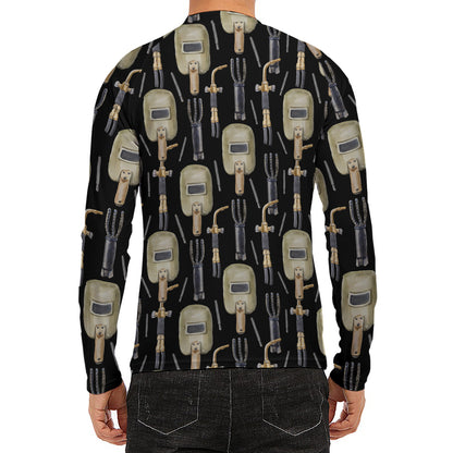 Welding Mask Pattern Print Men's Long Sleeve Rash Guard