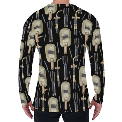 Welding Mask Pattern Print Men's Long Sleeve T-Shirt