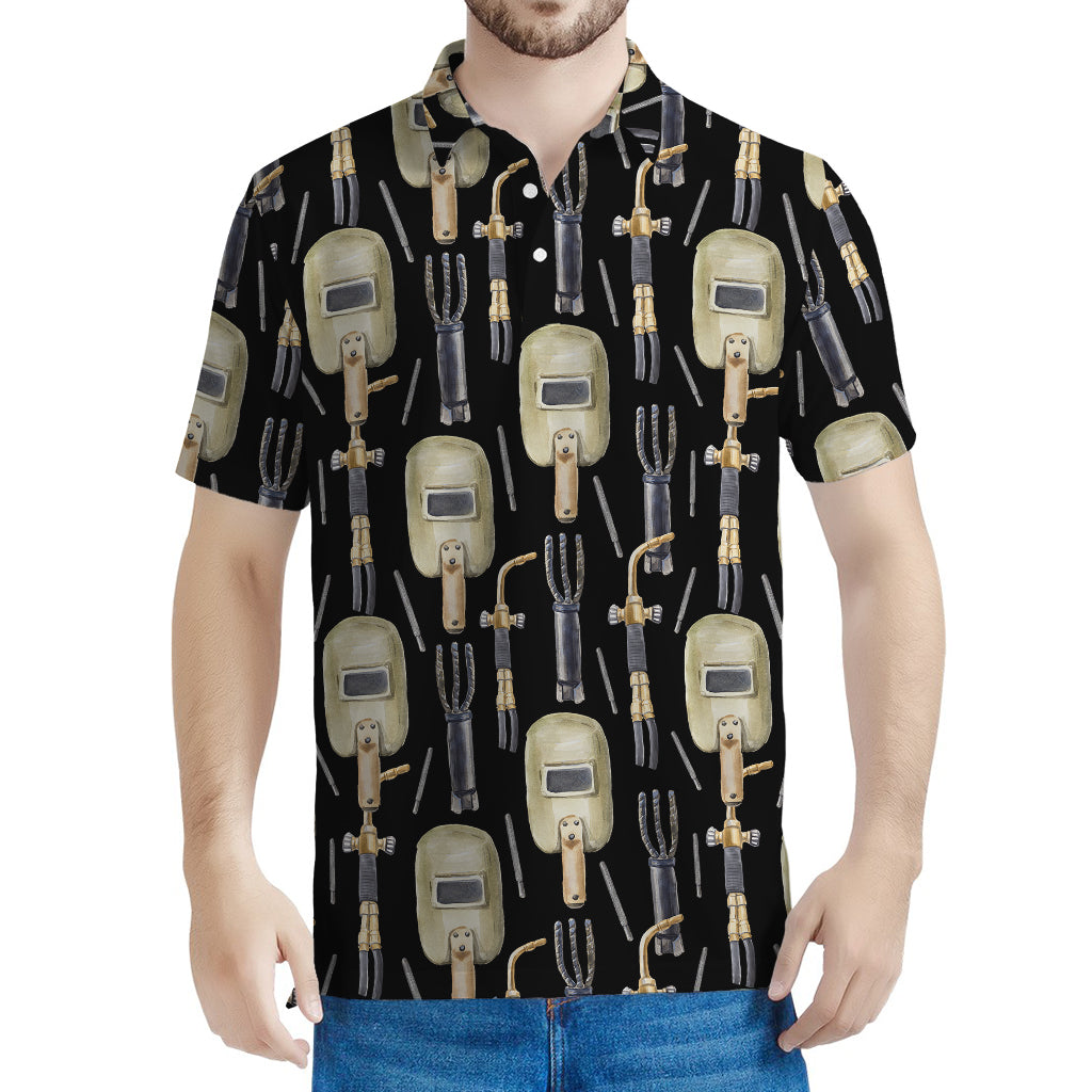 Welding Mask Pattern Print Men's Polo Shirt
