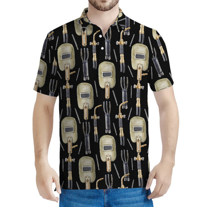 Welding Mask Pattern Print Men's Polo Shirt